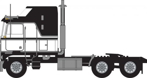 1970s Kenworth K100 Potomac Tractor w/Aerodyne Sleeper Cab - Assembled -- Black, White, N, Trainworx Inc 41065