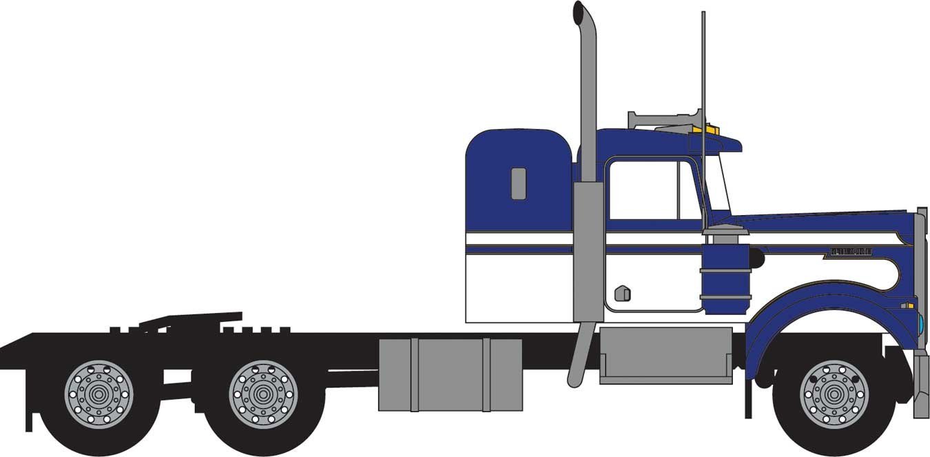 1970s Kenworth W900 Seminole Tractor w/36′ Sleeper Cab - Assembled -- Blue, White, N, Trainworx Inc 49034