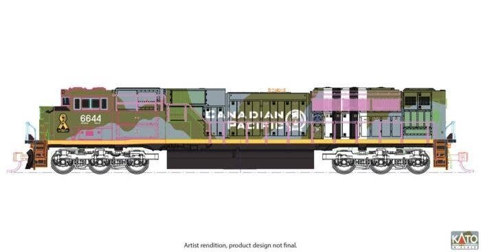 EMD SD70ACU - DCC -- Canadian Pacific 6644 (Military Heritage, D Day, green camouflage), N, Kato USA Inc 1768540DCC