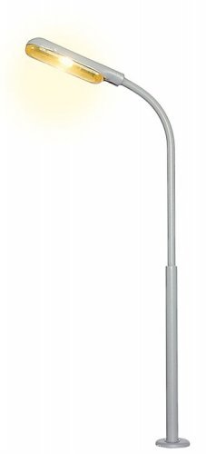 LED Whip-Style Street Lamp w/Plug Base & Socket -- Yellow LED, 10-16 V, 2-1/8′ 5.4cm T, N, Viessmann Modellspielwaren 6491