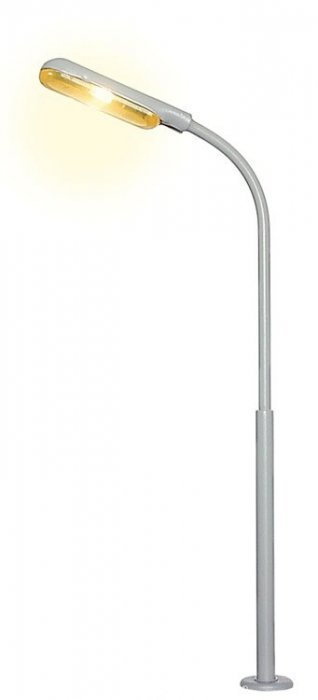 LED Whip-Style Street Lamp w/Plug Base & Socket -- Yellow LED, 10-16 V, 2-1/8′ 5.4cm T, N, Viessmann Modellspielwaren 6491