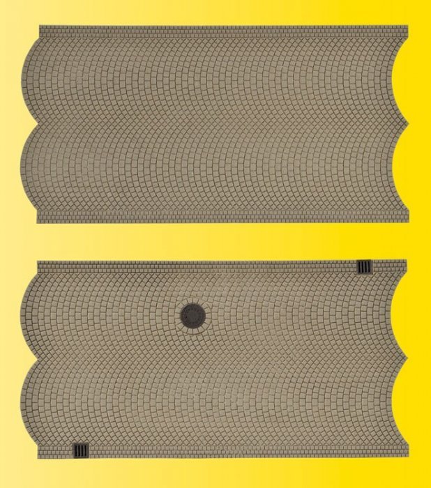 Cobblestone Street Sections -- 5-7/8 x 3-1/8′ 15 x 8cm pkg(3), HO, Vollmer Gmbh 48240