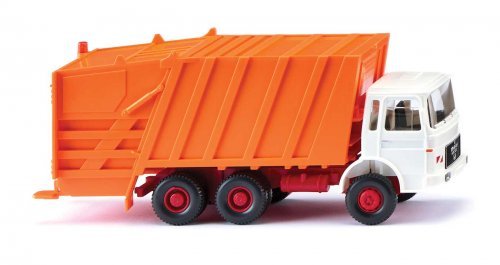 1967-1972 MAN Econic Garbage Truck - Assembled -- Orange, White, HO, Wiking 63805