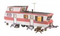 Double Decker Trailer - Built-&-Ready(R) Landmark Structures(R) -- White, Salmon - 3-1/8 x 1-15/1, N, Woodland Scenics 4951