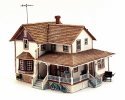 Built-&-Ready(R) Landmark Structures(R) - Assembled -- Corner Porch House - 5-5/8 x 4-5/8′ 14.3, HO, Woodland Scenics 5046