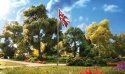 Flag Pole with Union Jack Flag - Just Plug(TM) -- Medium - 4-1/8′ 10.4cm Tall, All Scales, Woodland Scenics 5959