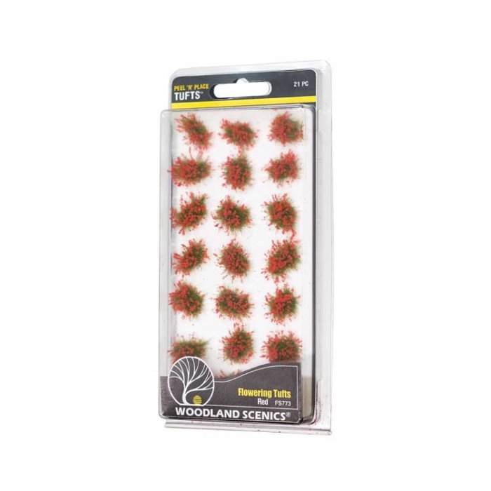 Peel `n` Place Tufts -- Red Flowering, All Scales, Woodland Scenics 773