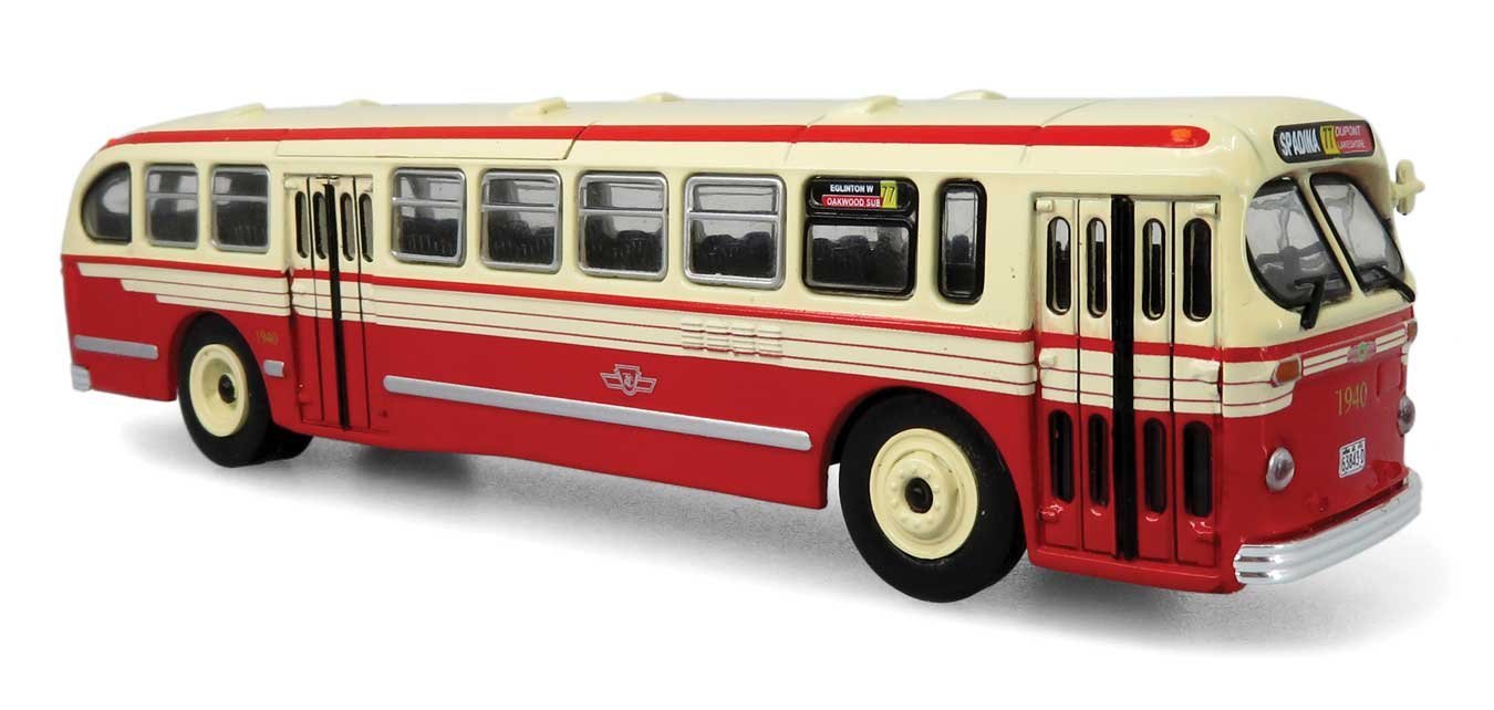 1940s-1950s ACF Brill CD-44 Transit Bus - Assembled -- Toronto Transit Commission (red, cream), HO, Iconic Replicas 870373