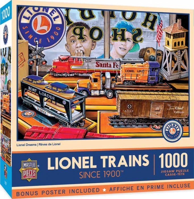 Lionel Dreams Puzzle -- 1000 Pieces, 19-1/4 x 26-3/4′ 49 x 68.1cm, All Scales, Train Enthusiast Vendors 722774