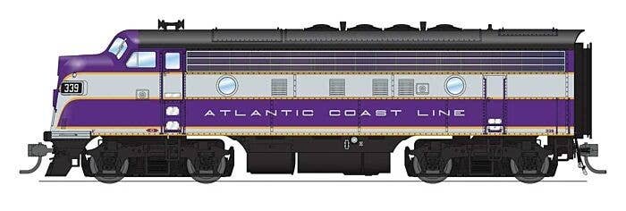 EMD F3A - Standard DC - Stealth -- Atlantic Coast Line 344 (purple, wilver, yellow), HO, Broadway Limited Imports 9654