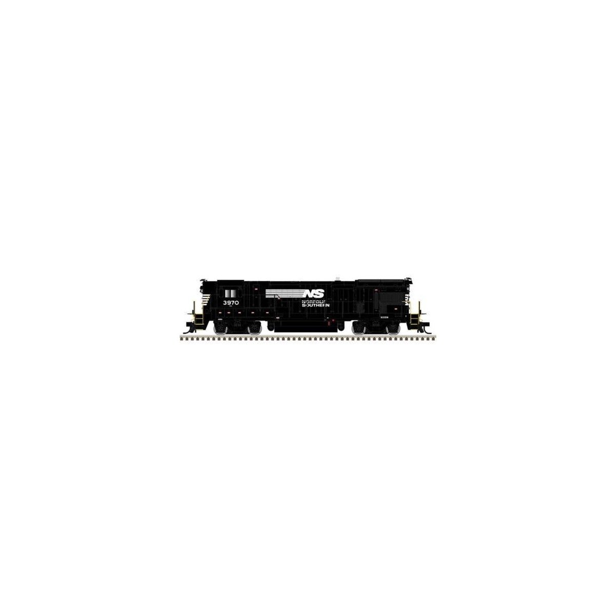 GE B23-7 High Nose - Standard DC - Master(R) Silver -- Norfolk Southern 3970 (black, white), HO, Atlas Model Railroad Co. 100046