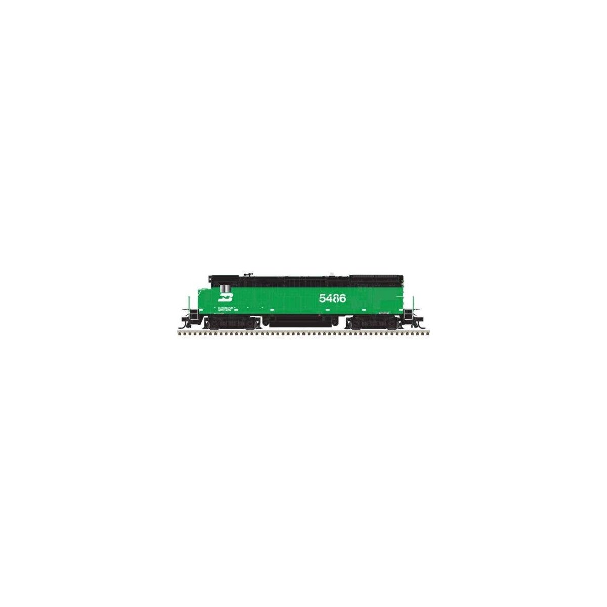 GE B30-7 Low Nose - Standard DC - Master(R) Silver -- Burlington Northern 5486 (Cascade Green, black, white), HO, Atlas Model Ra