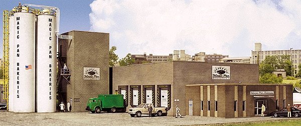 Magic Pan Commercial Bakery -- Kit - 16 x 8 x 3-1/2′ 40.6 x 20.3 x 8.8cm, HO, Walthers Cornerstone 2915