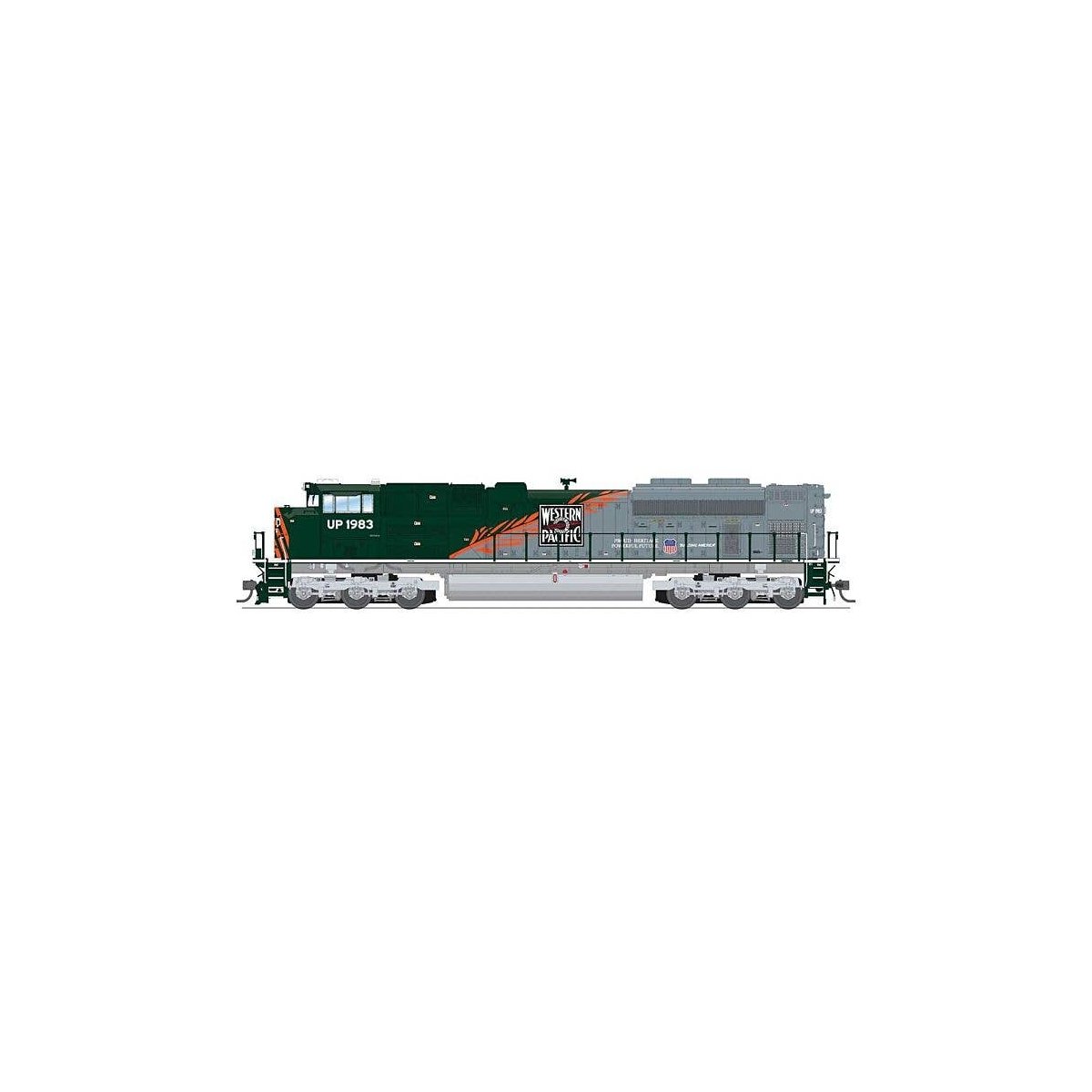EMD SD70ACe - Sound, DCC and Smoke - Paragon4(TM) -- Union Pacific 1983 (Western Pacific Heritage, green, silver), HO, Broadway 