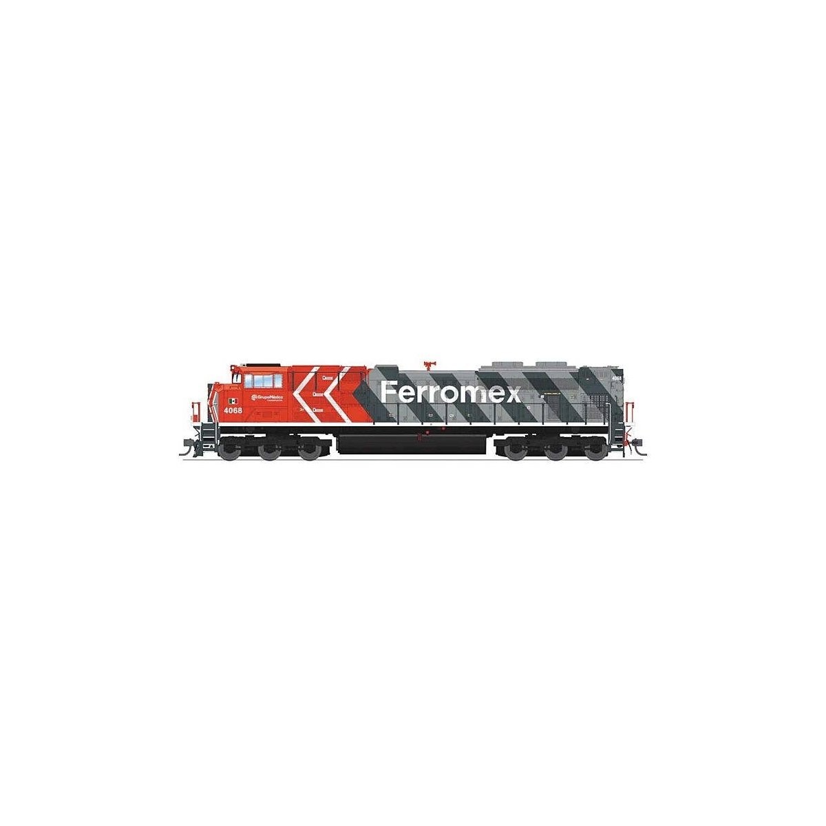 EMD SD70ACe - Sound, DCC and Smoke - Paragon4(TM) -- Ferromex 4068 (2020s Stripe Scheme, gray, red, white), HO, Broadway Limited