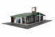 Modernized Gas Station -- Kit - Main Building: 10-1/2 x 9 x 3-3/16′ 26.6 x 22.8 x 8cm, HO, Walthers Cornerstone 3542