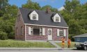 Brick Cape Cod House -- Kit - 4-1/4 x 3-5/8 x 3′ 10.7 x 9.2 x 7.6cm, HO, Walthers Cornerstone 3774
