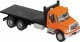 International(R) 7600 3-Axle Flatbed Truck - Assembled -- Orange Cab, Black Flatbed, HO, Walthers SceneMaster 11651