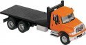 International(R) 7600 3-Axle Flatbed Truck - Assembled -- Orange Cab, Black Flatbed, HO, Walthers SceneMaster 11651