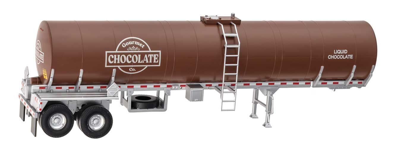 Food Grade Tank Trailer - Assembled -- Gourmet Chocolate Co., HO, Walthers SceneMaster 12355