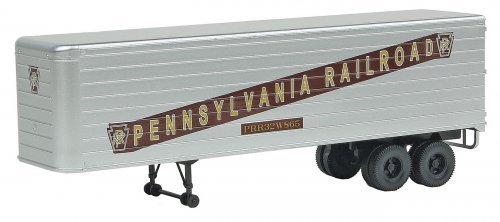 35′ Fluted-Side Trailer 2-Pack - Assembled -- Pennsylvania Railroad (silver, Tuscan), HO, Walthers SceneMaster 2405