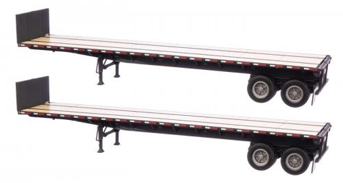 40′ Flatbed Trailer - Ready to Run - 2-Pack -- Black, HO, Walthers SceneMaster 2703