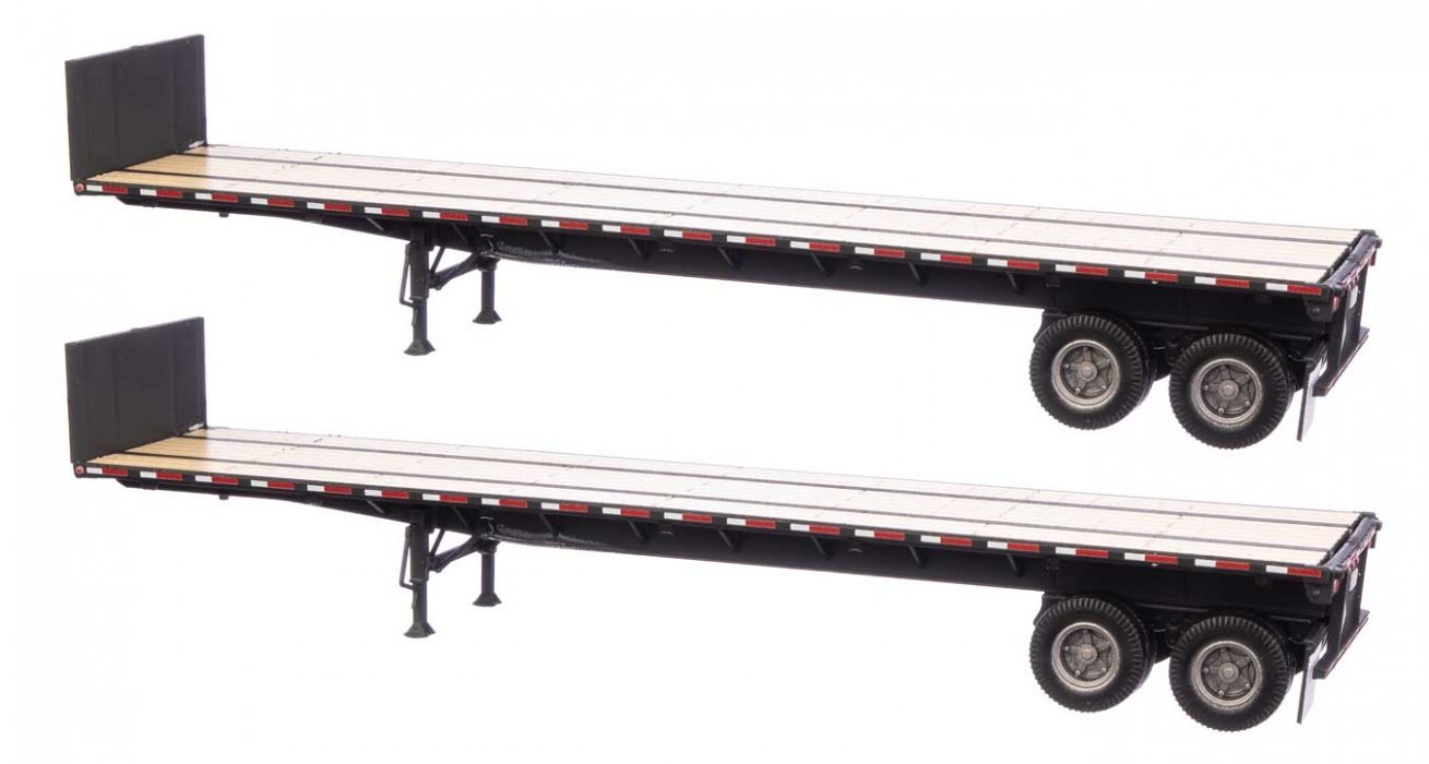 40′ Flatbed Trailer - Ready to Run - 2-Pack -- Black, HO, Walthers SceneMaster 2703