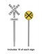 Railroad Crossing Signs -- 10 Each: Modern Advance Warning, Crossbucks, HO, Walthers SceneMaster 4197