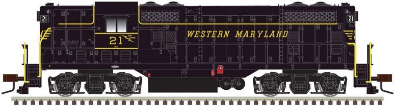 EMD GP7 - Standard DC - Classic(R) Silver -- Western Maryland 21 (black, yellow), HO, Atlas Model Railroad Co. 10003940