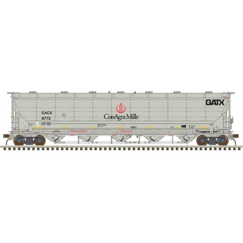 Trinity 5660 PD Covered Hopper - Ready to Run -- ConAgra Mills GACX 8776 (gray, black, N, Atlas Model Railroad Co. 50006847