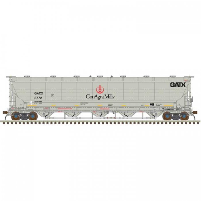 Trinity 5660 PD Covered Hopper - Ready to Run -- ConAgra Mills GACX 8776 (gray, black, N, Atlas Model Railroad Co. 50006847