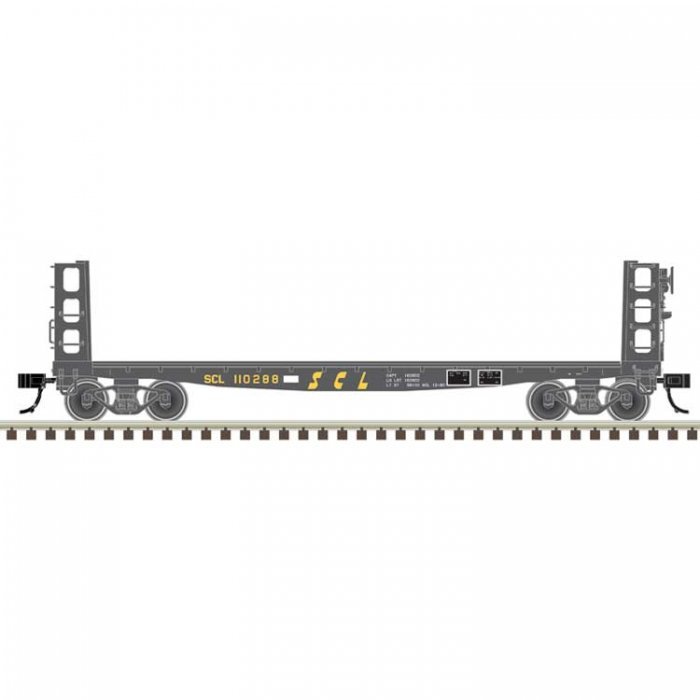 42′ Pulpwood Flatcar with Load - Ready to Run -- Seaboard Coast Line 110288 (black, y, N, Atlas Model Railroad Co. 50006946
