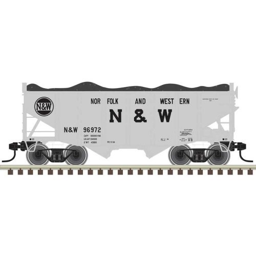 55-Ton Fishbelly Hopper with Load - Ready to Run -- Norfolk & Western 96989 (gray, bl, N, Atlas Model Railroad Co. 50007299