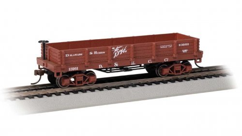 Old-Time Wood Gondola - Ready to Run -- Delaware & Hudson 13161 (Boxcar Red), HO, Bachmann Industries 15405
