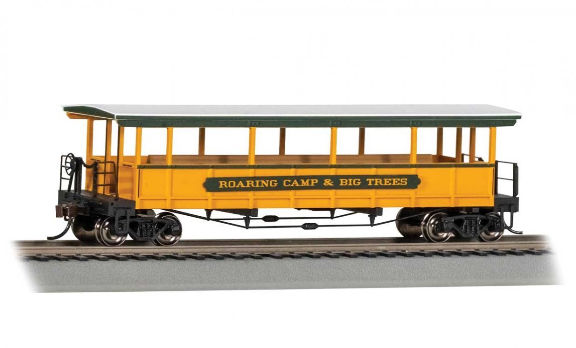 Open-Sided Excursion Car with Seats - Ready-to-Run - Silver Series(R) -- Roaring Camp & Big , HO, Bachmann Industries 17402