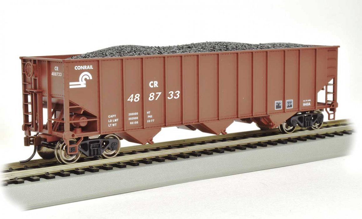 Bethlehem Steel 3-Bay 100-Ton Open Hopper - Ready to Run - Silver Series(R) -- Conrail 48873, HO, Bachmann Industries 18720