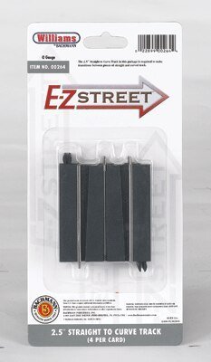 E-Z Street Track for Operating Vehicles & Trolleys -- 2-1/2′ 6.2cm Straight-to-Curve Connector, O, Bachmann Industries 264