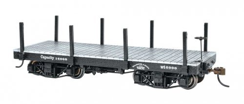 18′ Wood Flatcar - Spectrum(R) -- Data Only (black) pkg(2), On30, Bachmann Industries 26512
