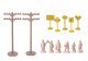 Layout Accessories Assortment -- 12 Telephone Poles, 24 Signs & 24 Unpainted Figures, HO, Bachmann Industries 42104