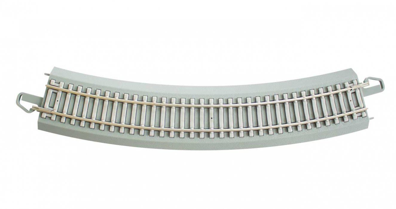 Curved Track with Nickel Silver Rail, Gray Roadbed, Concrete Ties - E-Z Trac -- 22′ 55.9cm R, HO, Bachmann Industries 44703