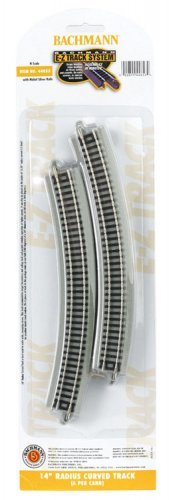 E-Z Track(R) w/Nickel Silver Rail & Gray Roadbed -- 14′ Radius Curve pkg(6), N, Bachmann Industries 44853