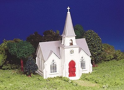 Plasticville U.S.A. - Classic Kit -- Cathedral - 5 x 4-1/2 x 6-1/2′ 12.7 x 11.4 x 16.5cm, HO, Bachmann Industries 45192