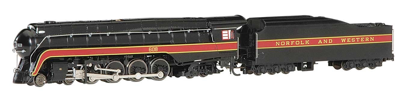 Class J 4-8-4 - Econami(TM) Sound and DCC -- Norfolk & Western 608 (black, maroon), N, Bachmann Industries 53252