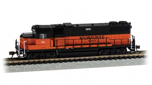 EMD GP38-2 No Dynamic Brakes - Standard DC -- Milwaukee Road 355 (orange, black), N, Bachmann Industries 61753