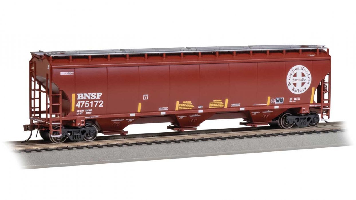 Trinity 5161 3-Bay Covered Hopper - Ready to Run -- Burlington Northern Santa Fe 475172 (Box, HO, Bachmann Industries 70636