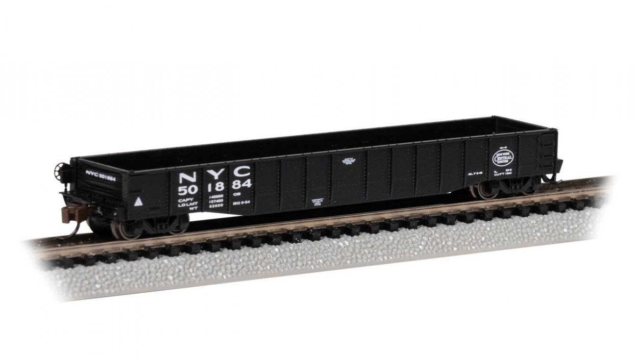 52`6` Drop-End Gondola - Ready to Run -- New York Central 501884 (black, white, Lines Logo), N, Bachmann Industries 73972