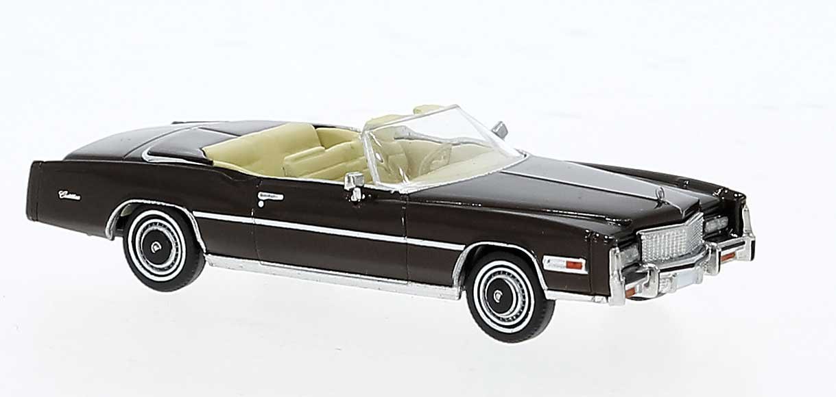 1975 Cadillac Eldorado Convertible - Assembled -- Top Down (metallic brown), HO, Brekina Automodelle 19757