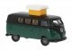 1960 Volkswagen T1b Passenger Van with Pop-Up Roof - Assembled -- Green, Black, HO, Brekina Automodelle 31634