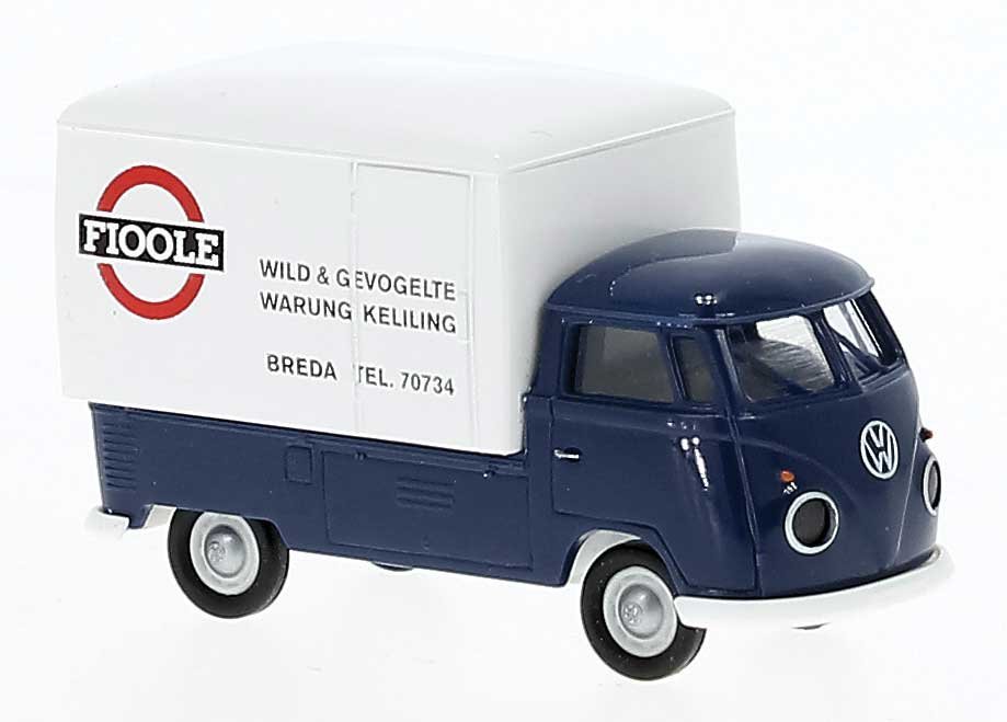 1960-1963 Volkswagen Pritsche T1b Pickup w/Large Cover - Assembled -- Fioole (blue, white, r, HO, Brekina Automodelle 32874
