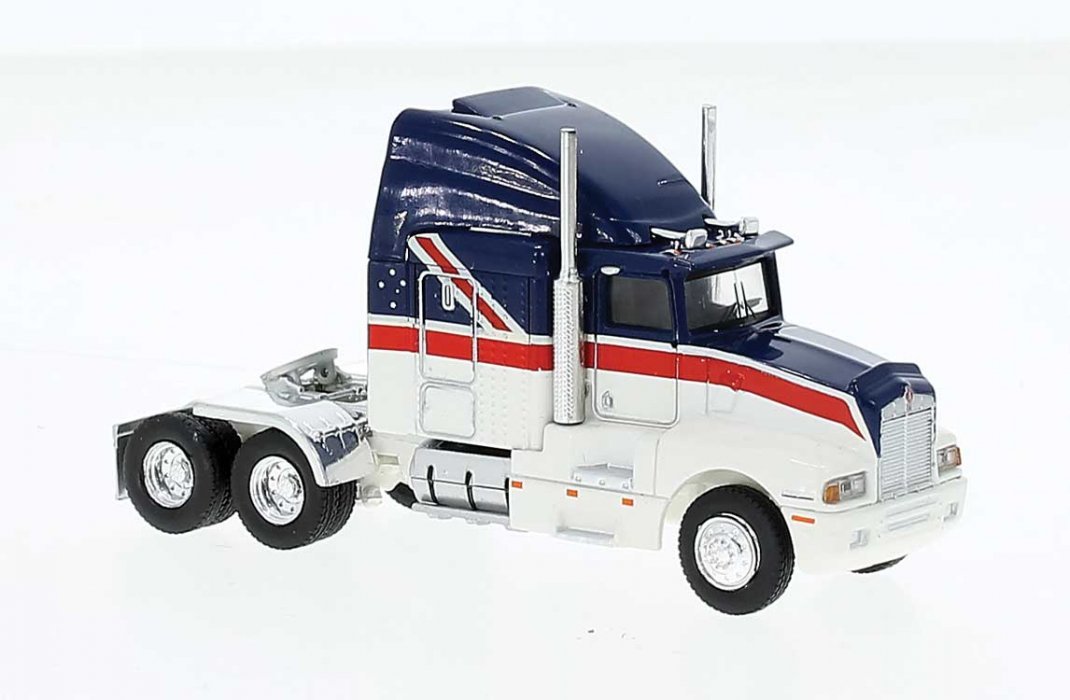 1984 Kenworth T600 Sleeper-Cab Tractor Only - Assembled -- Australia Flag Motif (white, red,, HO, Brekina Automodelle 85936